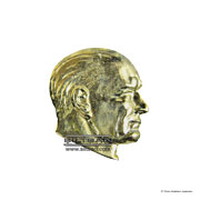 Atatürk rozeti profil, altın kaplama, kelebek klipsli